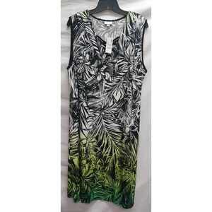 Avenue Dress,‎ Black, White & Green, Sleeveless, Plus 22/24